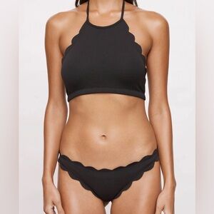 Cupshe textured halter bikini Top/bottom Black Size Large